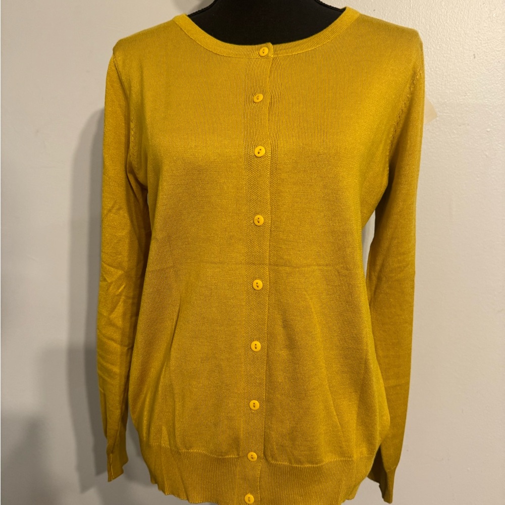 Karin mustard cardigan NWT-Large